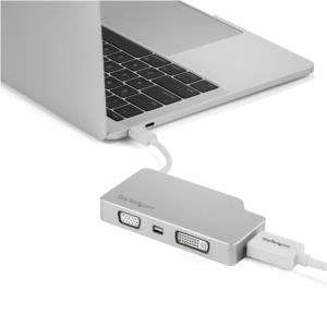 StarTech.com Adaptador 4 en 1 de Audio y Video para Viajes, USB-C a VGA, DVI, HDMI o mini DispayPort