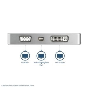StarTech.com Adaptador 4 en 1 de Audio y Video para Viajes, USB-C a VGA, DVI, HDMI o mini DispayPort