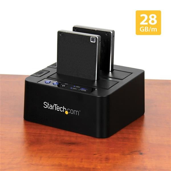 StarTech.com Docking Station con Función de Copiado Rápido de 2 Bahías, USB 3.1, SATA, 2.5'/3.5'
