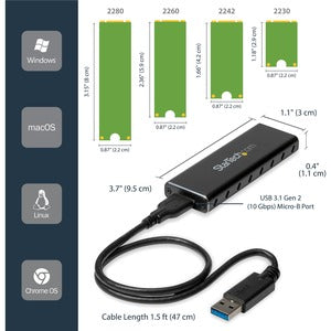 StarTech.com Adaptador SSD M.2 (SATA/B-Key/NGFF) a USB Micro-B con Gabinete Protector