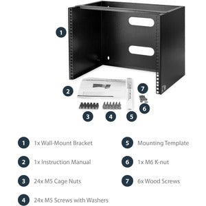 StarTech.com Bracket de Pared para Rack 8U, hasta 20Kg, Negro