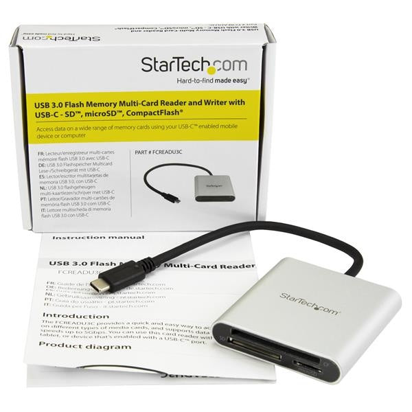 StarTech.com Lector de Memoria SD, USB 3.0, Negro/Plata