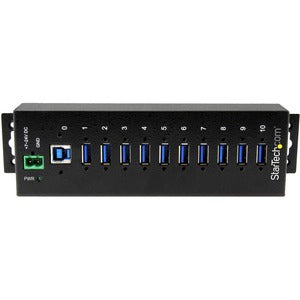 StarTech.com Hub Concentrador Industrial, 5000 Mbit/s, USB 3.0 de 10 Puertos, Negro