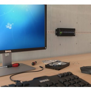 StarTech.com Hub Concentrador Industrial, 5000 Mbit/s, USB 3.0 de 10 Puertos, Negro