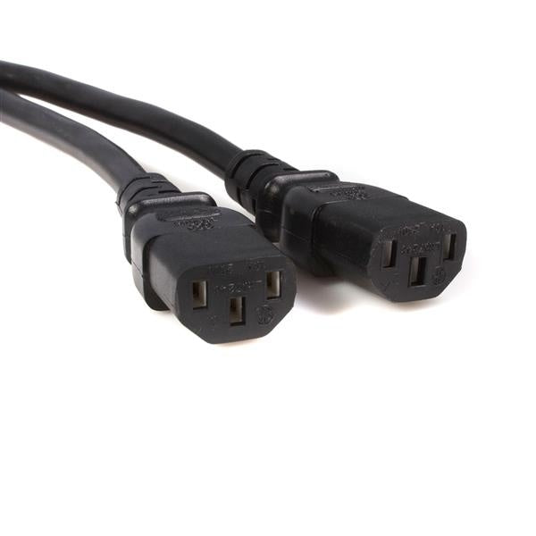 StarTech.com Cable de Poder C14 Macho - 2x C13 Hembra, 3 Metros, Negro