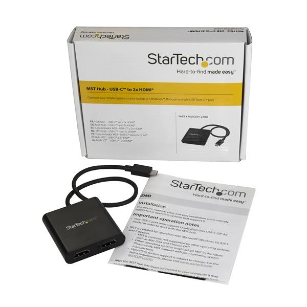StarTech.com Divisor Splitter MST USB-C Macho - 2x HDMI Hembra, Negro