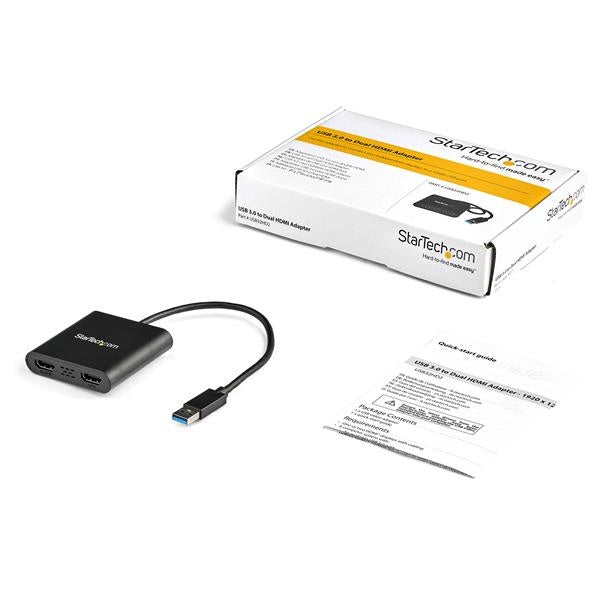 StarTech.com Adaptador de Video Externo USB 3.0 a 2 Puertos HDMI 4K para 2 Pantallas