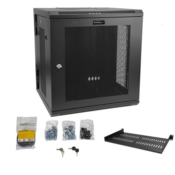StarTech.com Gabinete Abisagrado de Pared 12U, hasta 90kg, Negro
