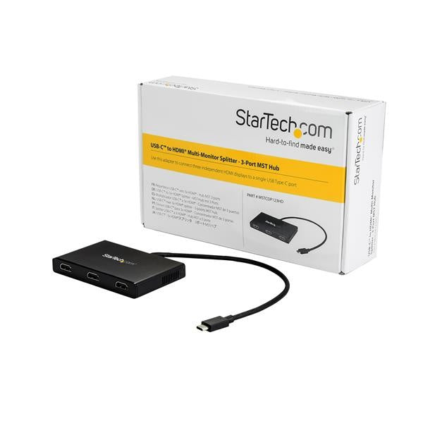 StarTech.com Splitter Divisor USB-C a 3 Puertos HDMI, Negro