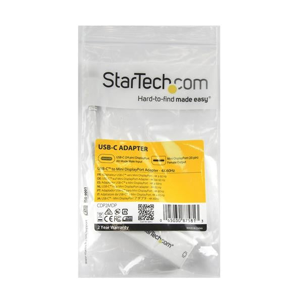 StarTech.com Adaptador de Video USBC Macho - Mini DisplayPort Hembra, Blanco, 4K