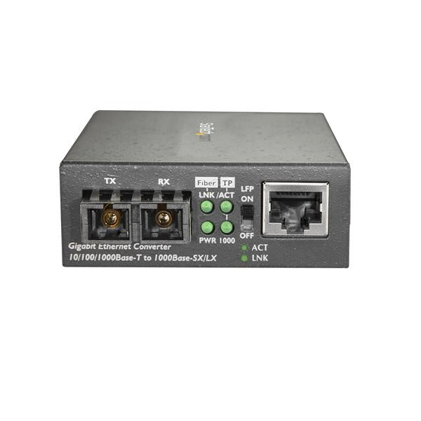 StarTech.com Convertidor de Medios Gigabit Ethernet RJ45 a Fibra Óptica SC Multimodo 1000Base-SX -