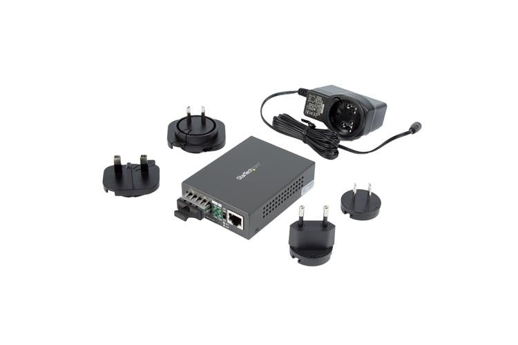 StarTech.com Convertidor de Medios Gigabit Ethernet RJ45 a Fibra Óptica SC Multimodo 1000Base-SX -
