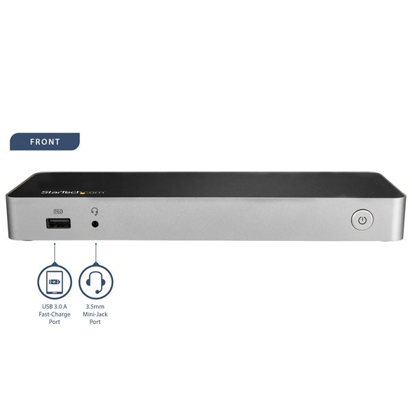 StarTech.com Docking Station USB, 1x USB C, 4x USB A, Negro/Plata