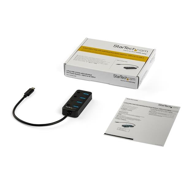 StarTech.com Hub USB 3.0 Tipo C Macho - 4x USB-A Hembra, 5000 Mbit/s, Negro