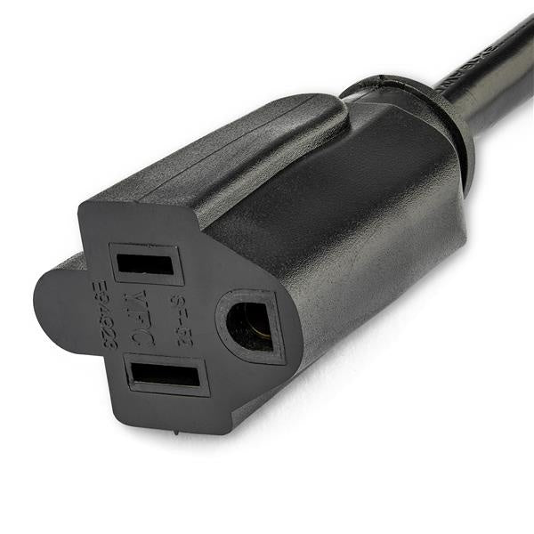StarTech.com Cable de Poder Acodado NEMA 5-15P Macho - NEMA 5-15R Acoplador Hembra, 30cm, Negro