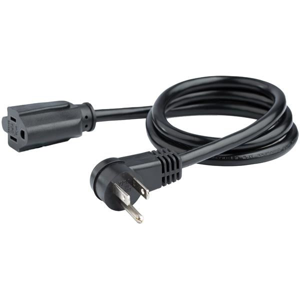 StarTech.com Cable de Poder Acodado NEMA 5-15P Macho - NEMA 5-15R Acoplador Hembra, 90cm, Negro