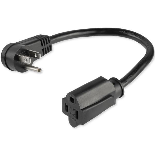 StarTech.com Cable de Poder Acodado NEMA 5-15P Macho - NEMA 5-15R Acoplador Hembra, 90cm, Negro