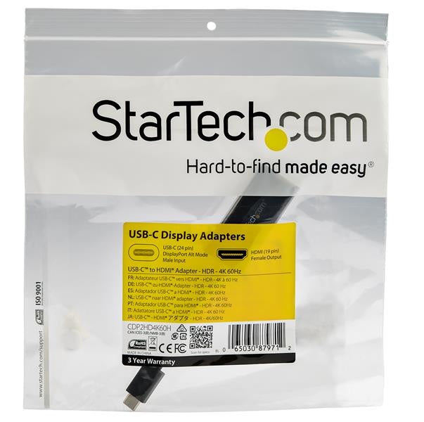 StarTech.com Adaptador USB-C Macho - HDMI Hembra, 10cm, Negro