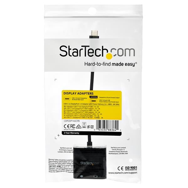 StarTech.com Adaptador USB-C Macho - DisplayPort/USB-C Hembra, Negro