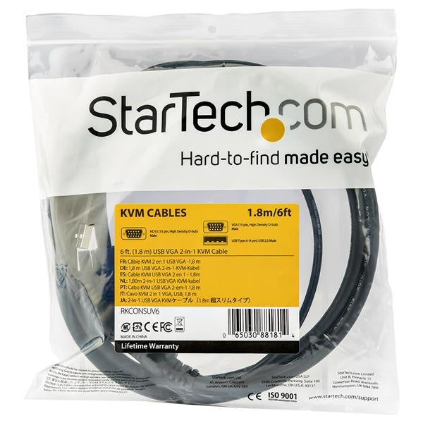 StarTech.com Cable KVM RKCONSUV6, VGA Macho - VGA/USB Macho, 1.8 Metros, Negro