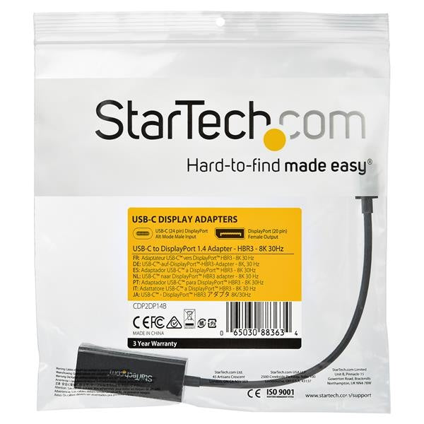 StarTech.com Adaptador USB C Macho - DisplayPort Hembra, Negro