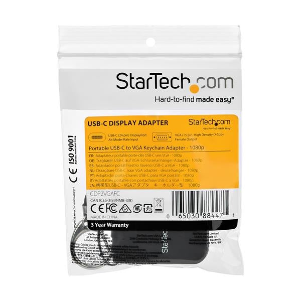 StarTech.com Adaptador Portátil USB C Macho - VGA Hembra, Negro