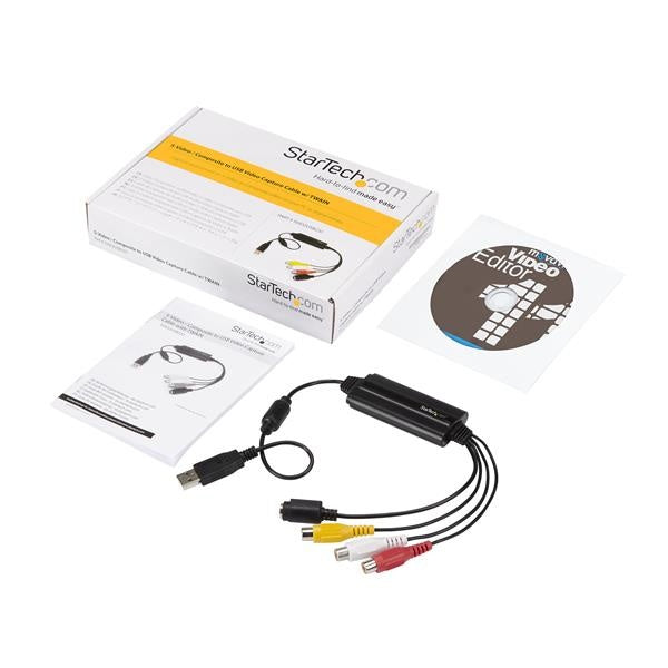 StarTech.com Adaptador de Captura de Video USB Macho - Composite/S-Video/2x RCA Hembra, Negro