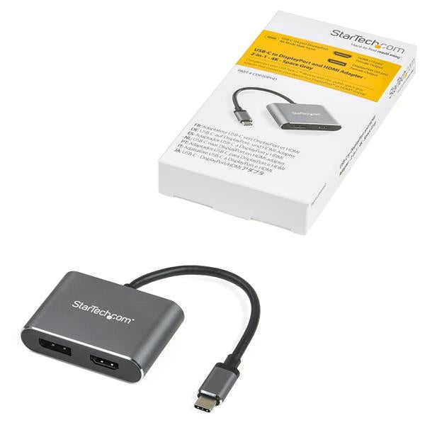 StarTech.com USB C Macho - HDMI/DisplayPort Hembra, Negro/Gris