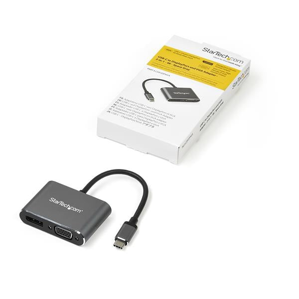 StarTech.com CDP2DPVGA Adaptador de Video Multipuertos USB-C - DisplayPort o VGA - 4K 60Hz - 2 en 1