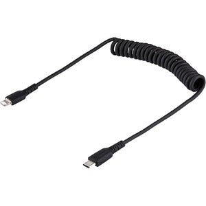 StarTech.com Cable Espiral Lightning Macho - USB-C Macho, 50cm, Negro