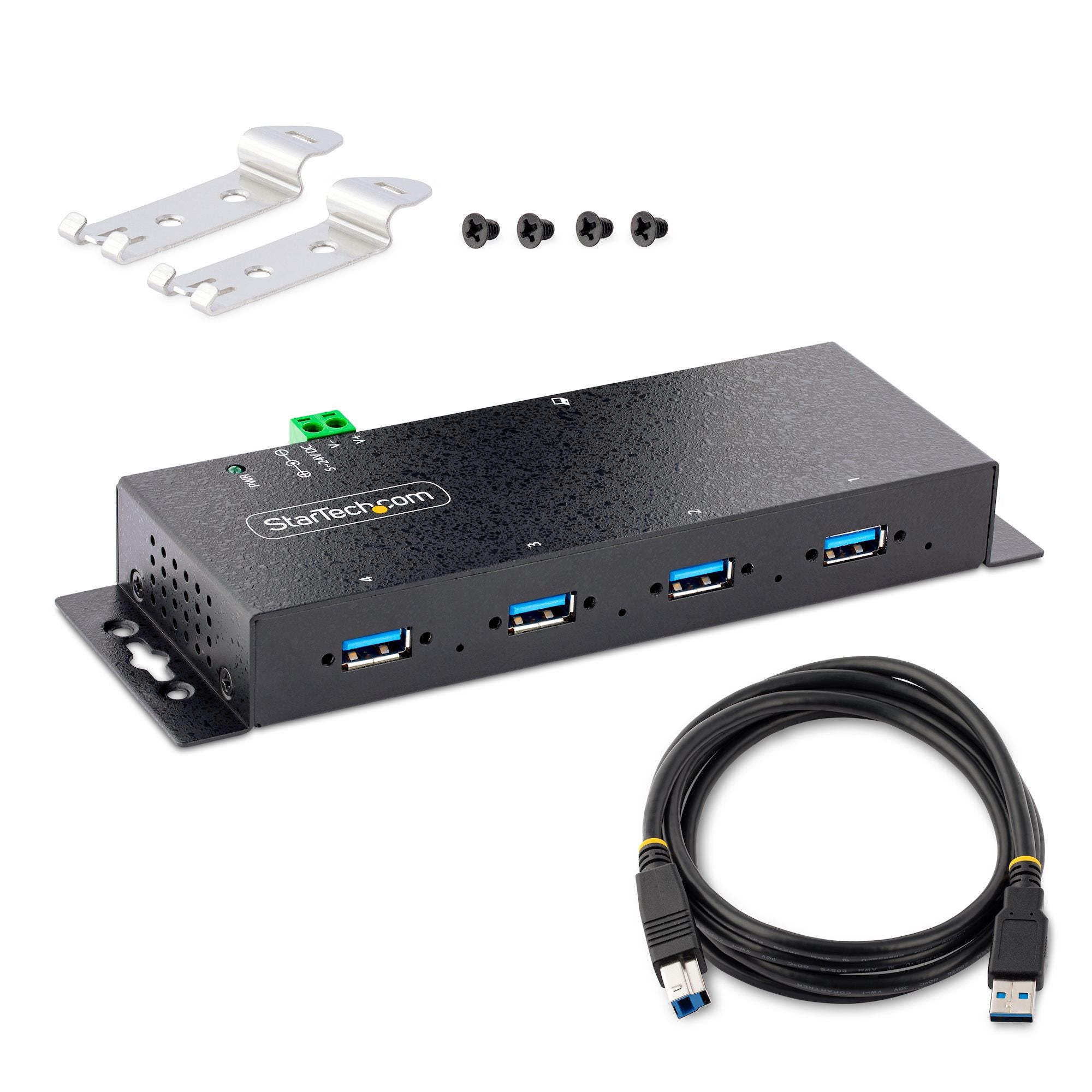 StarTech.com Hub Industrial, 5000 Mbit/s, USB 3.0 de 4 Puertos, Negro