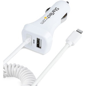 StarTech.com Cargador para Auto USBLT2PCARW2, 1x USB-A, con Cable Lightning, Blanco