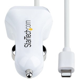 StarTech.com Cargador para Auto USBLT2PCARW2, 1x USB-A, con Cable Lightning, Blanco