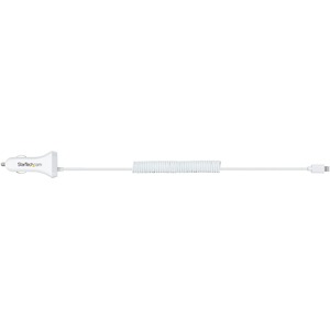 StarTech.com Cargador para Auto USBLT2PCARW2, 1x USB-A, con Cable Lightning, Blanco