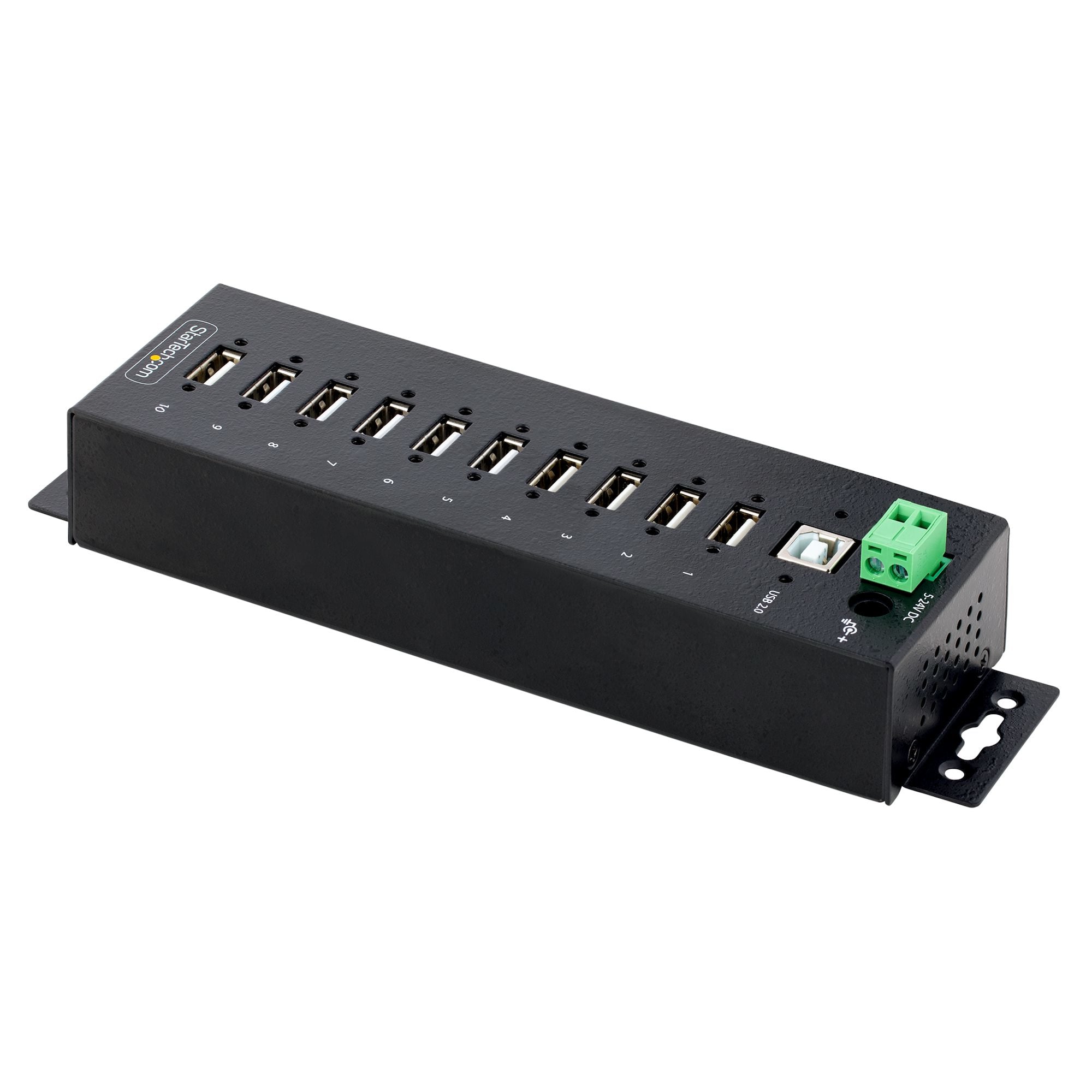StarTech.com Hub Industrial, 5000 Mbit/s, USB 3.0 de 10 Puertos, Negro