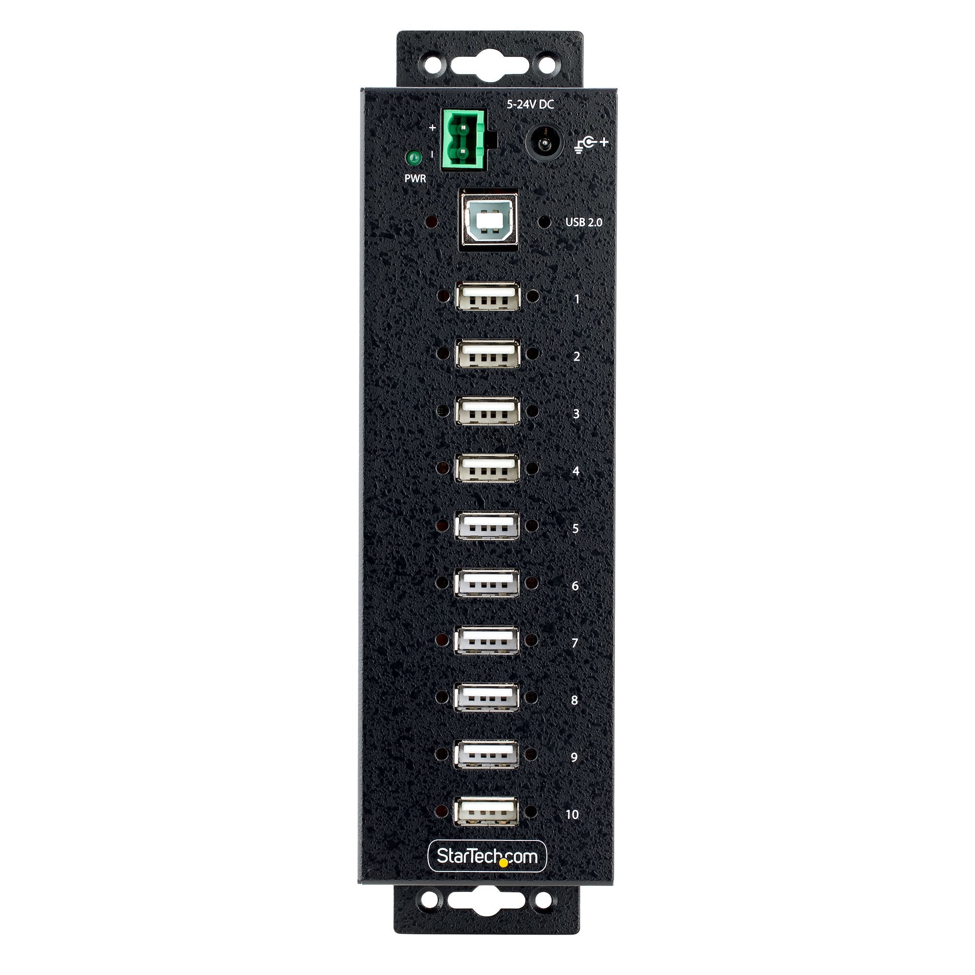 StarTech.com Hub Industrial, 5000 Mbit/s, USB 3.0 de 10 Puertos, Negro