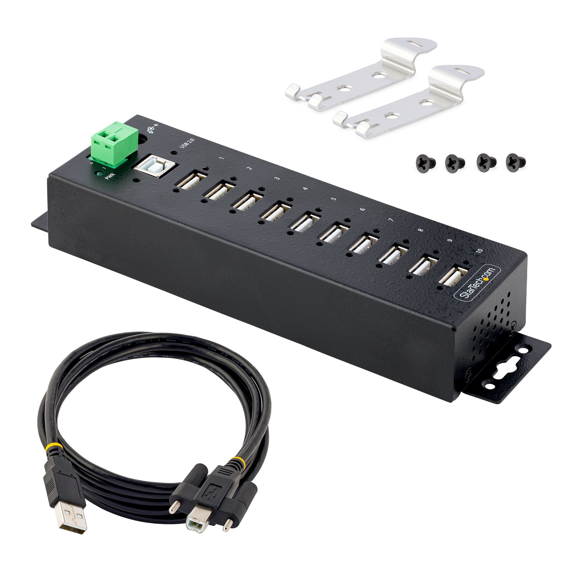 StarTech.com Hub Industrial, 5000 Mbit/s, USB 3.0 de 10 Puertos, Negro