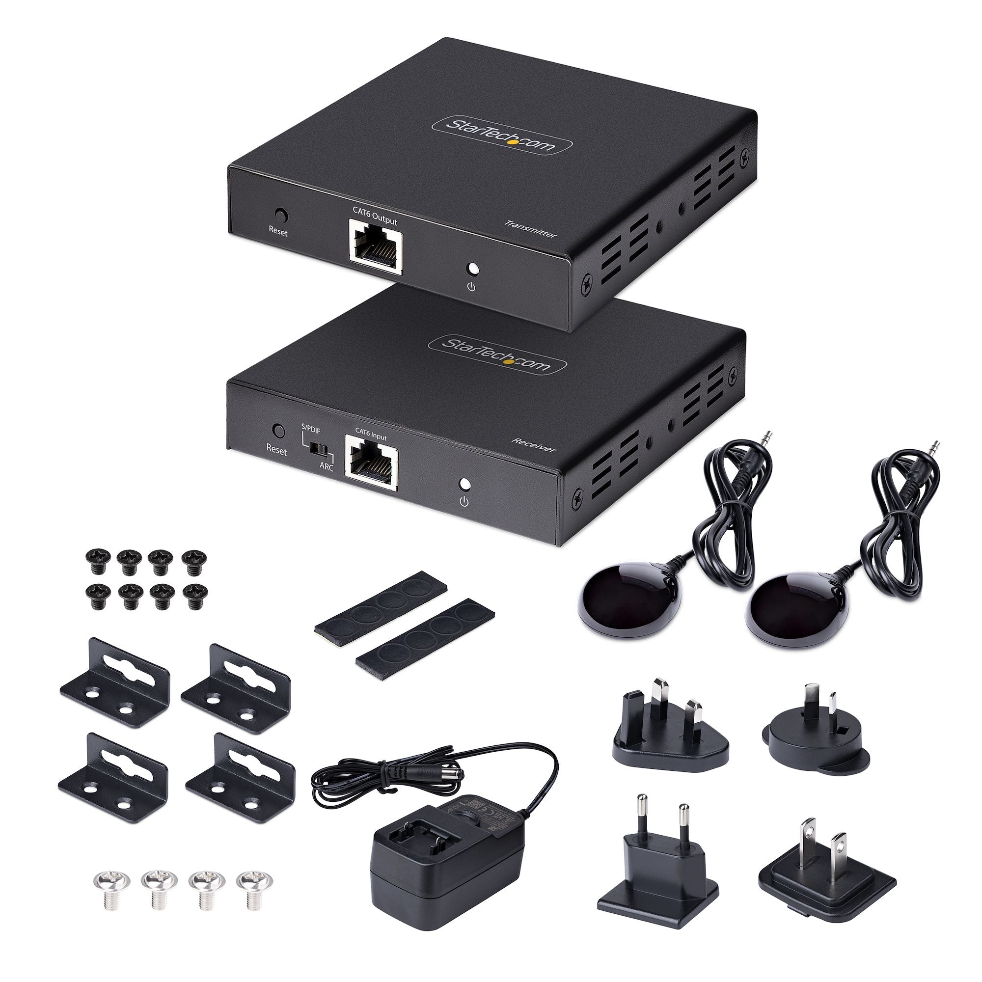 StarTech.com Transmisor y Receptor Alámbrico por Cable Cat5/Cat5e/Cat6, Entrada 1 x RJ-45 1 x HDMI, Salida 1 x RJ-45 2 x HDMI, hasta 70 Metros