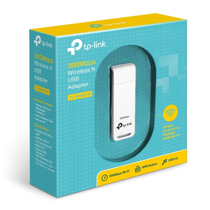 TP-Link Adaptador de Red USB TL-WN821N, Inalámbrico, WLAN, 300Mbit/s, Banda 2.4 GHz