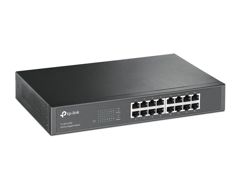 Switch TP-Link Gigabit Ethernet TL-SG1016D, 16 Puertos 10/100/1000Mbps, 32Gbit/s, 8000 Entradas – No Administrable