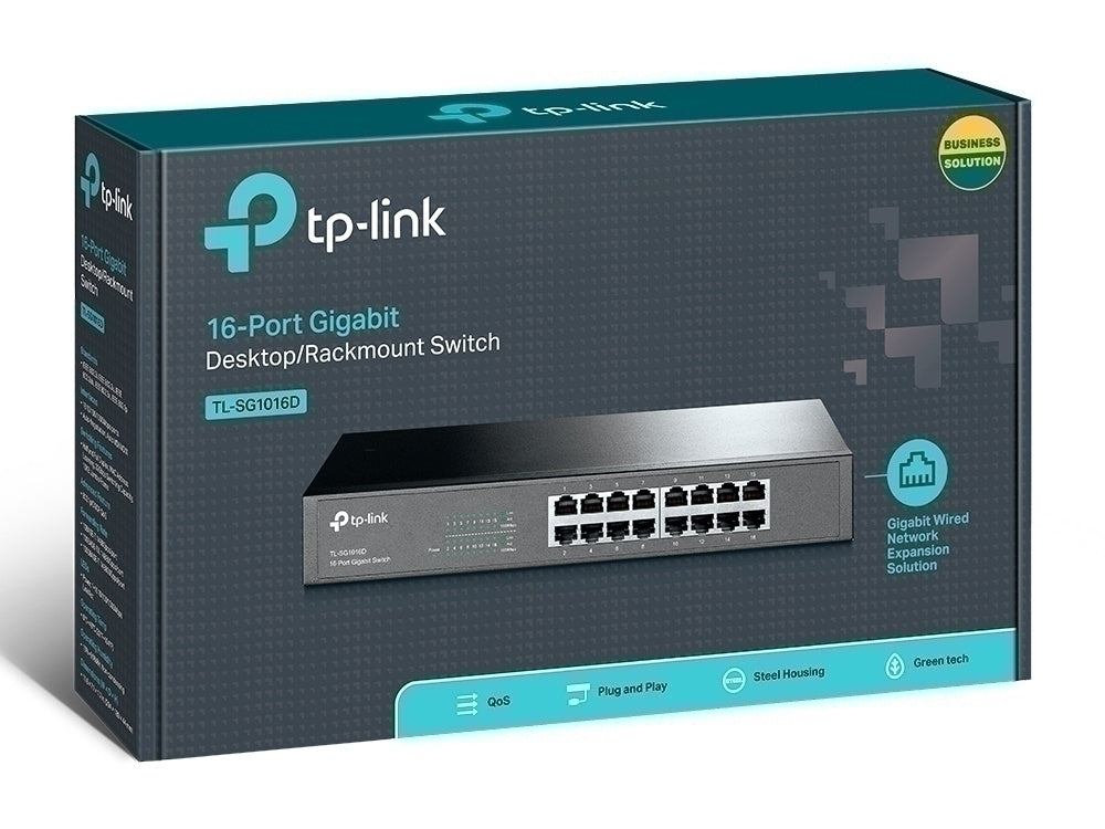 Switch TP-Link Gigabit Ethernet TL-SG1016D, 16 Puertos 10/100/1000Mbps, 32Gbit/s, 8000 Entradas – No Administrable