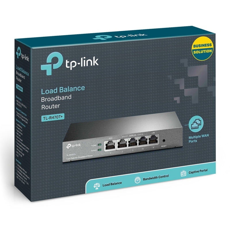 Router Balanceador TP-Link Fast Ethernet con Firewall TL-R470T+, Alámbrico, 5x RJ-45