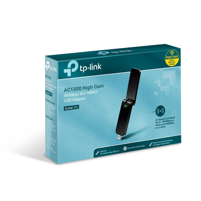TP-Link Adaptador de Red USB AC1300 ARCHER T4U, Inalámbrico, WLAN, 867Mbit/s, Doble Banda 2.4/5 GHz