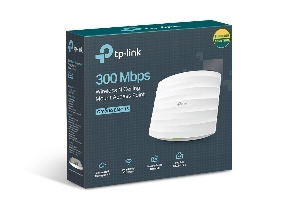 Access Point TP-Link EAP115, Inalámbrico, 300 Mbit/s, 2.4GHz, 2 Antenas de 3dBi