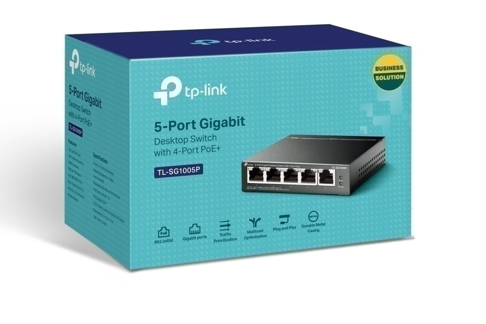 Switch TP-Link Gigabit Ethernet TL-SG1005P, 5 Puertos 10/100/1000 (4x PoE), 10Gbit/s, 2000 Entradas - No Administrable