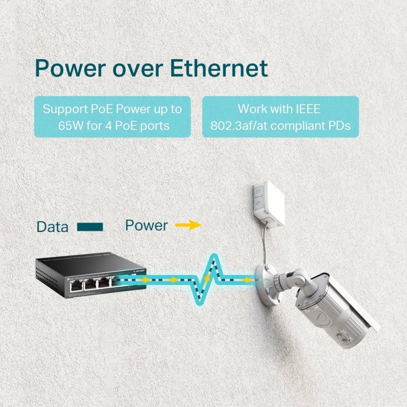 Switch TP-Link Gigabit Ethernet TL-SG1005P, 5 Puertos 10/100/1000 (4x PoE), 10Gbit/s, 2000 Entradas - No Administrable