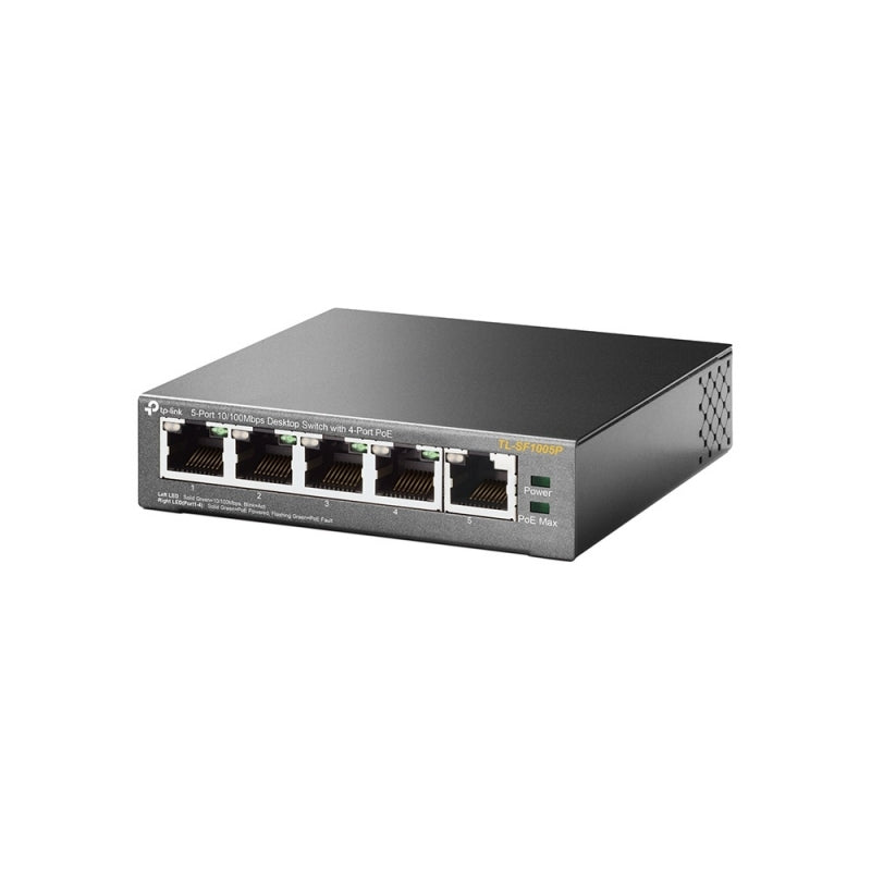Switch TP-Link Fast Ethernet TL-SF1005P, 5 Puertos 10/100Mbps (4x PoE), 1 Gbit/s, 2000 Entradas - No Administrable