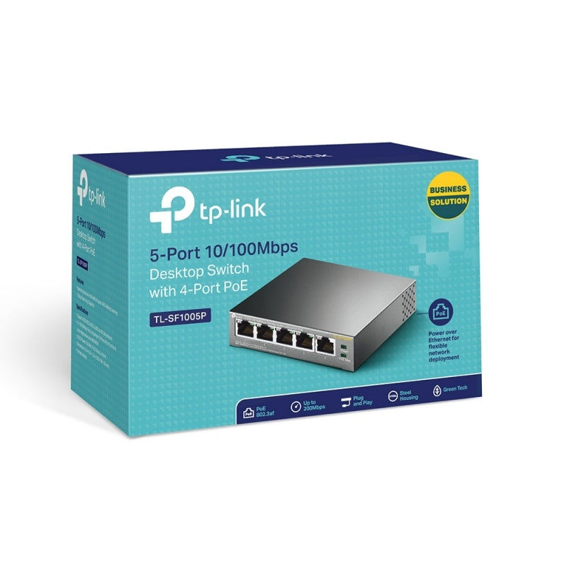 Switch TP-Link Fast Ethernet TL-SF1005P, 5 Puertos 10/100Mbps (4x PoE), 1 Gbit/s, 2000 Entradas - No Administrable