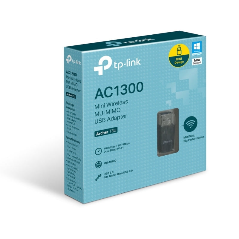 TP-Link Adaptador de Red USB ARCHER T3U, Alámbrico, WLAN, 1267Mbit/s, Doble Banda 2.4/5 GHz