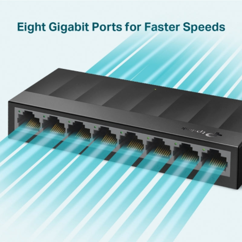 Switch TP-Link Gigabit Ethernet LS1008G, 8 Puertos 10/100/1000Mbps, 16 Gbit/s, 4000 Entradas - No Administrable
